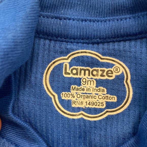 NWT Lamaze Organic Cotton Thermal Footie Blue In Size 9M - Picture 3 of 9